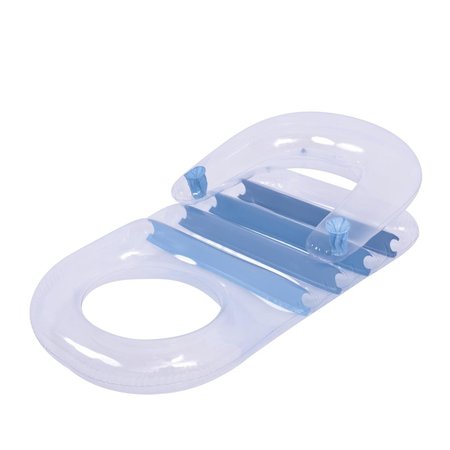 POOL CENTRAL 59 in. Blue Transparent Inflatable Pool Lounger with Cup Holders 34808551